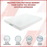 Palermo King Mattress Memory Foam Green Tea Infused CertiPUR Approved - Side View