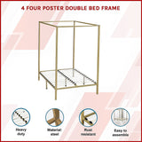 4 Four Poster Double Bed Frame - Side View
