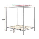 4 Four Poster Double Bed Frame - Rear View