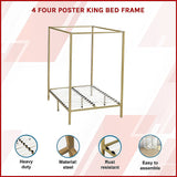 4 Four Poster King Bed Frame - Side View