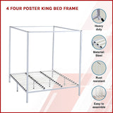 4 Four Poster King Bed Frame - Side View