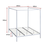 4 Four Poster King Bed Frame - Rear View