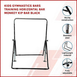 Kids Gymnastics Bars Training Horizontal Bar Monkey Kip Bar Black - Side View