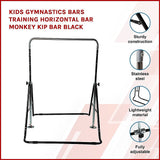 Kids Gymnastics Bars Training Horizontal Bar Monkey Kip Bar Black - Side View