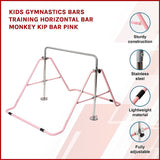 Kids Gymnastics Bars Training Horizontal Bar Monkey Kip Bar Pink - Side View