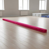2.2m Gymnastics Folding Balance Beam Pink Synthetic Suede - Front View