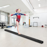 2.2m Gymnastics Folding Balance Beam Black Synthetic Suede - Front View
