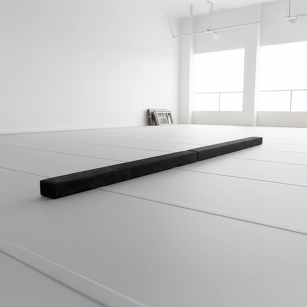 2.2m Gymnastics Folding Balance Beam Black Synthetic Suede