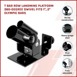 T Bar Row Landmine Platform 360-degree Swivel Fits 1, 2 Olympic Bars - Side View