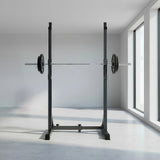 Commercial Squat Rack Adjustable Pair Fitness Exercise Weight Lifting Gym Barbell Stand - Close-Up Angle