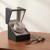Automatic Watch Winder Display Box Case Motor Rotation Storage PU Leather - Front View