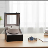 Automatic Watch Winder Display Box Case Motor Rotation Storage PU Leather - Close-Up Angle