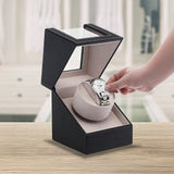 Automatic Watch Winder Display Box Case Motor Rotation Storage PU Leather - Front View