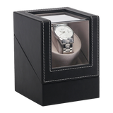 Automatic Watch Winder Display Box Case Motor Rotation Storage PU Leather - Close-Up Angle