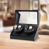 Automatic Quad Watch Winder Wood Display Box Case Motor Rotation Storage - Front View