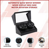 Automatic Quad Watch Winder Wood Display Box Case Motor Rotation Storage - Side View
