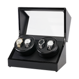 Automatic Quad Watch Winder Wood Display Box Case Motor Rotation Storage - Top-Down View
