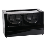 Automatic Quad Watch Winder Wood Display Box Case Motor Rotation Storage - 45-Degree Angle