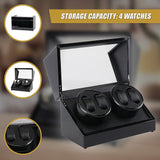 Automatic Quad Watch Winder Wood Display Box Case Motor Rotation Storage - Low Angle