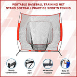 Portable Baseball Training Net Stand Softball Practice Sports Tennis - Side View
