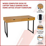 Wood Computer Desk PC Laptop Table Gaming Desk Home Office Study Furniture - Side View