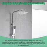 300mm Shower Head Square 304SS Polished Chrome Finish - 45-Degree Angle