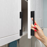 5 x 128mm Kitchen Handle Cabinet Cupboard Door Drawer Handles square Black furniture pulls - Front View