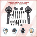 2M Big Spoke Wheel Sliding Barn Door Hardware - Side View
