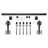 2M Big Spoke Wheel Sliding Barn Door Hardware - Close-Up Angle