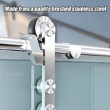 Sliding Barn Door Hardware Stainless Steel - Close-Up Angle