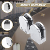 Brushed Nickel Bracket for Glass Balustrade Panels - Set of 2 - Close-Up Angle