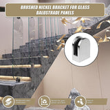 Brushed Nickel Bracket for Glass Balustrade Panels - Set of 2 - Low Angle