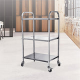 3 Tiers Food Trolley Cart Stainless Steel Utility Kitchen Dining Service - Rear View