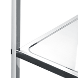 3 Tiers Food Trolley Cart Stainless Steel Utility Kitchen Dining Service - Close-Up Angle