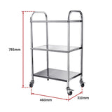 3 Tiers Food Trolley Cart Stainless Steel Utility Kitchen Dining Service - Extra Image