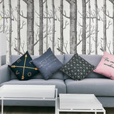 Wallpaper White Birch Tree Non-woven Wall Paper Roll - Front View