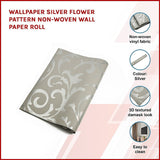 Wallpaper Silver Flower Pattern Non-woven Wall Paper Roll - Top-Down View