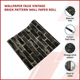 Wallpaper Faux Vintage Brick Pattern Wall Paper Roll - Side View
