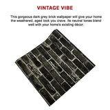 Wallpaper Faux Vintage Brick Pattern Wall Paper Roll - Close-Up Angle
