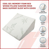 Cool Gel Memory Foam Bed Wedge Pillow Cushion Neck Back Support Sleep with Cover - Side View