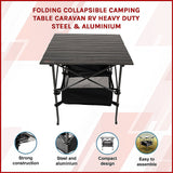 Folding Collapsible Camping Table Caravan RV Heavy Duty Steel & Aluminium - Side View