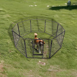 8 Panel Heavy Duty Pet Dog Playpen Puppy Exercise Fence Enclosure Cage - Low Angle