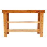 3 Tier Shoe Rack Bamboo Wooden Storage Shelf Stand Bench Cabinet Organiser - Close-Up Angle