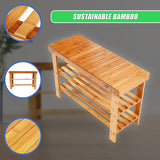 3 Tier Shoe Rack Bamboo Wooden Storage Shelf Stand Bench Cabinet Organiser - Extra Image