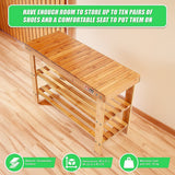 3 Tier Shoe Rack Bamboo Wooden Storage Shelf Stand Bench Cabinet Organiser