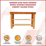 Bamboo Shoe Rack Wooden Bench Storage Organiser Cabinet Holder Stool - Side View