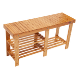 Bamboo Shoe Rack Wooden Bench Storage Organiser Cabinet Holder Stool - Top-Down View