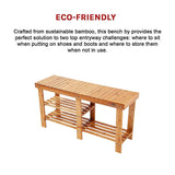 Bamboo Shoe Rack Wooden Bench Storage Organiser Cabinet Holder Stool - Extra Image