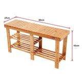 Bamboo Shoe Rack Wooden Bench Storage Organiser Cabinet Holder Stool - Extra Image