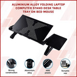 Aluminium Alloy Folding Laptop Computer Stand Desk Table Tray On Bed Mouse - Side View